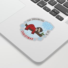 Sloth dreaming of a White Christmas Sticker