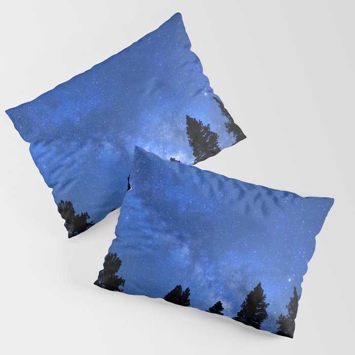 Milky Way (Black Trees Blue Space) Pillow Sham