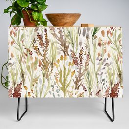 Watercolor Wildflowers and Weeds Credenza