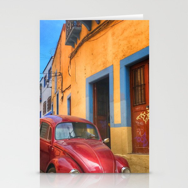 Mexico Photography - Car Parked In A Narrow Mexican Street Stationery Cards