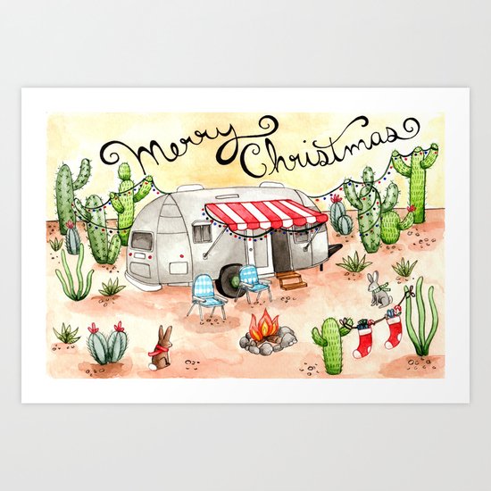 Airstream Christmas Art Print