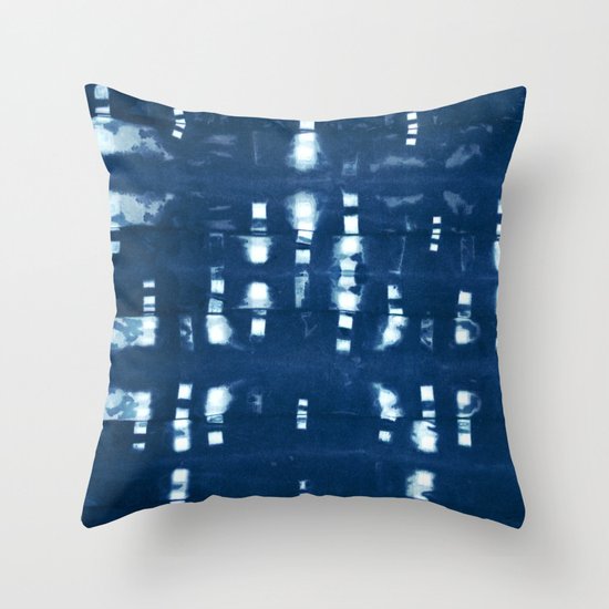 Shibori Clothespins Throw Pillow