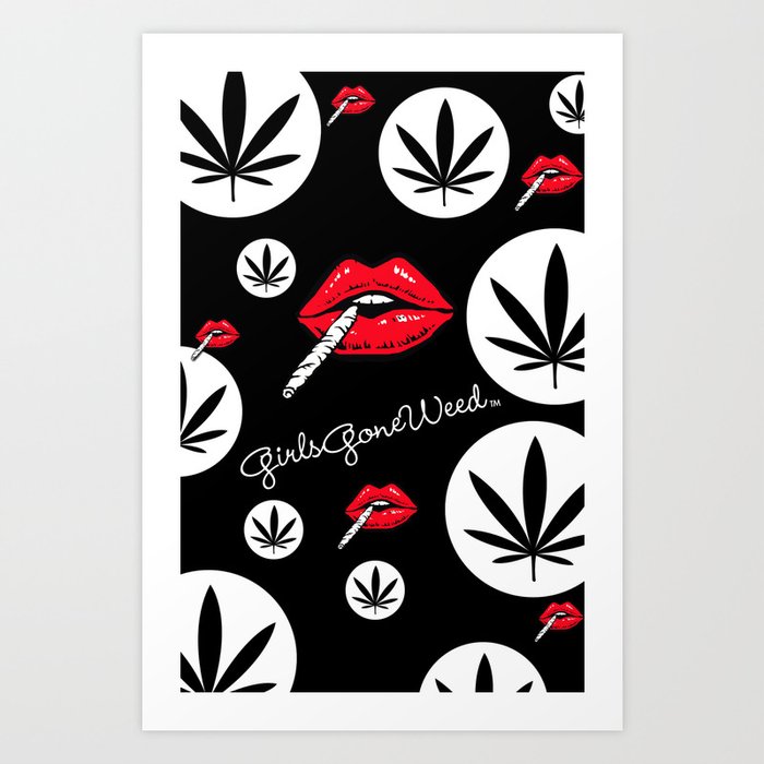 GGDUB - Weed Leaf  Red Lips  Art Print