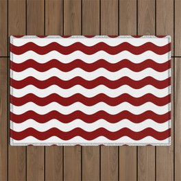 WAVES (MAROON & WHITE) Outdoor Rug