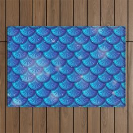 mermaid skin pattern, fish pattern , blue mermaid textures Outdoor Rug