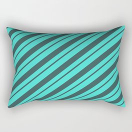 [ Thumbnail: Dark Slate Gray & Turquoise Colored Stripes Pattern Rectangular Pillow ]