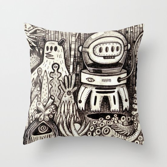 OGM GARDEN - La visite Throw Pillow