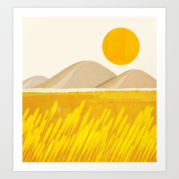 Abstraction_Yellow_Field_Landscape_Minimalism_001 Art Print