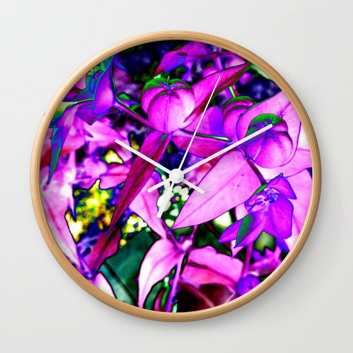 Pink Altered Flowers Wall Clock