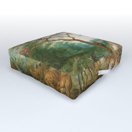 Paradise Landscape with Animals by Jan Brueghel the Elder (1615) Outdoor Floor Cushion