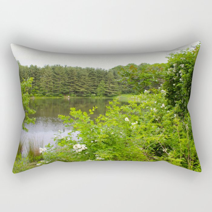 Wild Flowers on the lake Rectangular Pillow