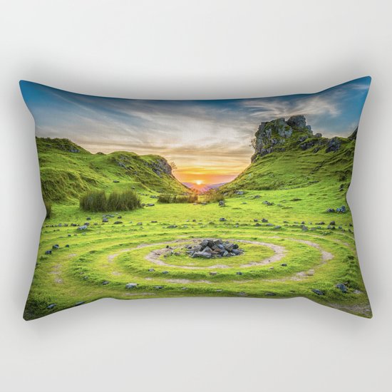 Green nature circle Rectangular Pillow