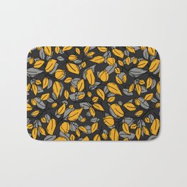 Yellow black floral silhouette pattern Bath Mat