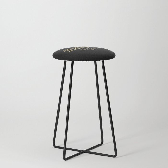 Ikigai - Japanese Secret to a Long and Happy Life (Gold on Black) Counter Stool