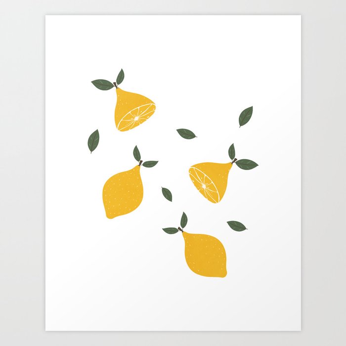 Retro Lemon Digital Print Art Print