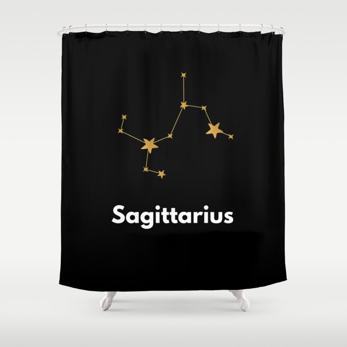 Sagittarius, Sagittarius Zodiac, Black Shower Curtain