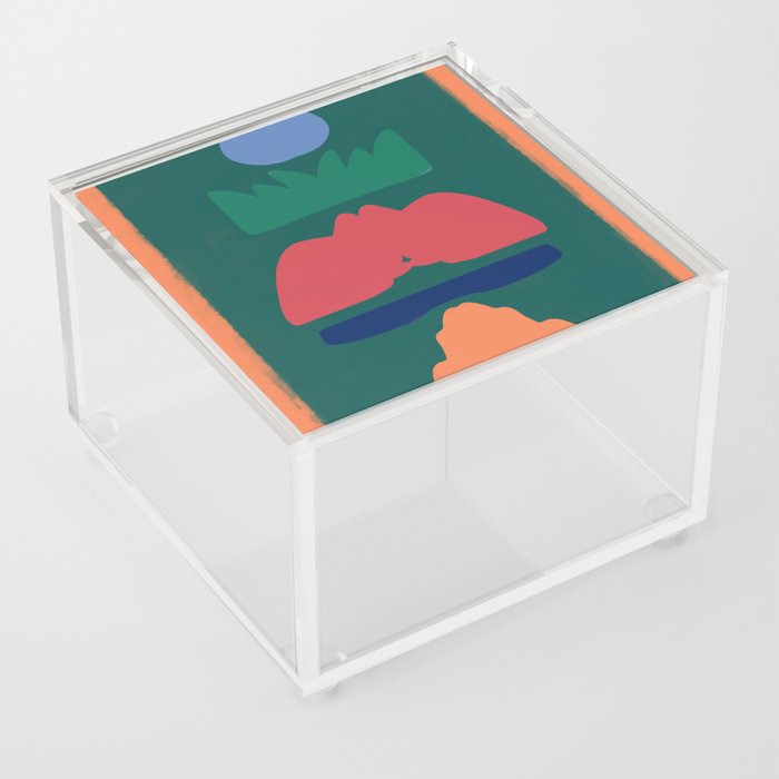 Stacked shapes in orange and green Acrylic Box