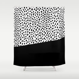 Dalmatian Spots with Black Stripe Shower Curtain