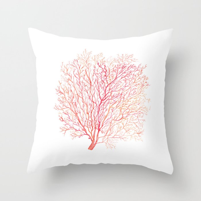 Red Coral Sea Fan Throw Pillow By Sandraovono Society6
