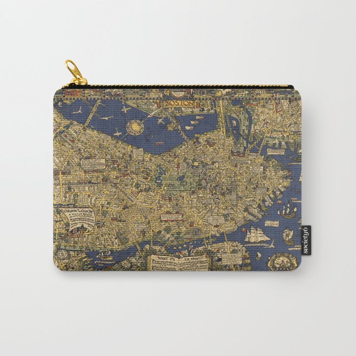 Boston Map - Vintage Illustrated Map Carry-All Pouch