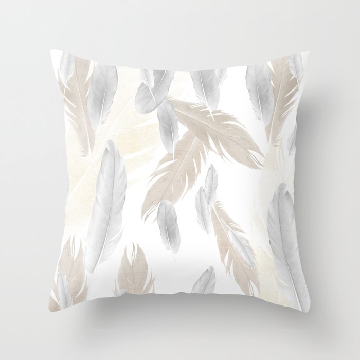 Feather Dream Pattern #3 #boho #decor #art #society6 Throw Pillow
