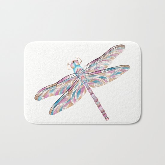 Watercolour Dragonfly Bath Mat