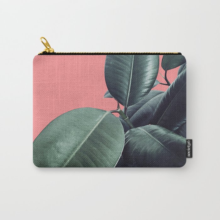 Ficus Elastica Summer Vibes #1 #coral #foliage #decor #art #society6 Carry-All Pouch