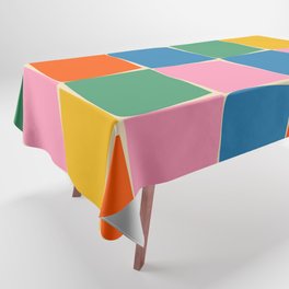 Flux Modern Check Colorful Grid Pattern in Rainbow Pop Colors Tablecloth