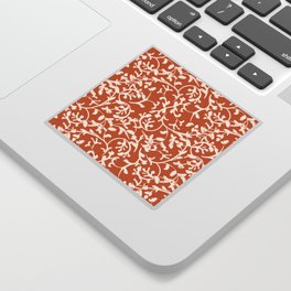 White Vines Pattern on Burnt Orange Sticker