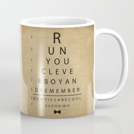 Run You Clever Boy - Doctor Who Inspired Vintage Eye Chart Coffee Mug