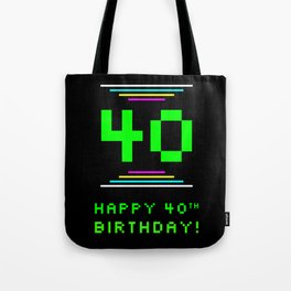 [ Thumbnail: 40th Birthday - Nerdy Geeky Pixelated 8-Bit Computing Graphics Inspired Look Tote Bag ]