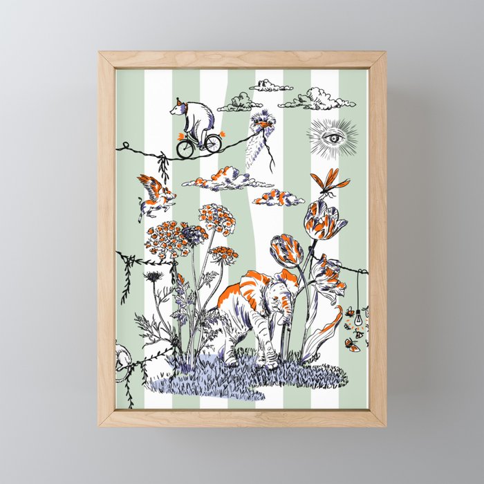 Garden Party with special guests Framed Mini Art Print