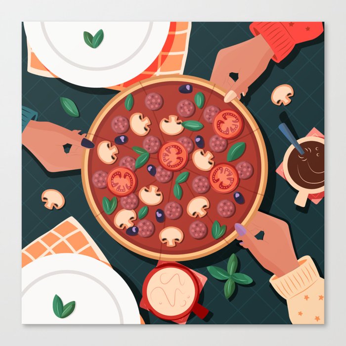 Sharing pizza Canvas Print