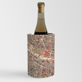 Vintage Map of Paris Wine Chiller