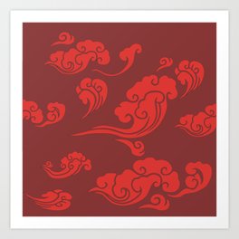 Cloud Swirls - Red Art Print