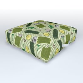 Pickles Outdoor Floor Cushion | Pickling, Big Dill, Pattern, Pickle Jar, Pickle Lover, Canning, Peppercorn, Green, Kitchen, Graphicdesign 