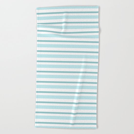 Stripes Lines horizontal - different colors of blue aqua #Society6 Beach Towel