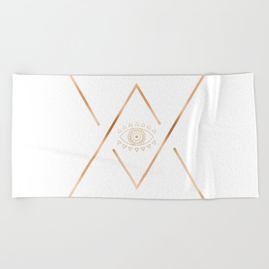 Mandala Gold Geometric Eye Beach Towel