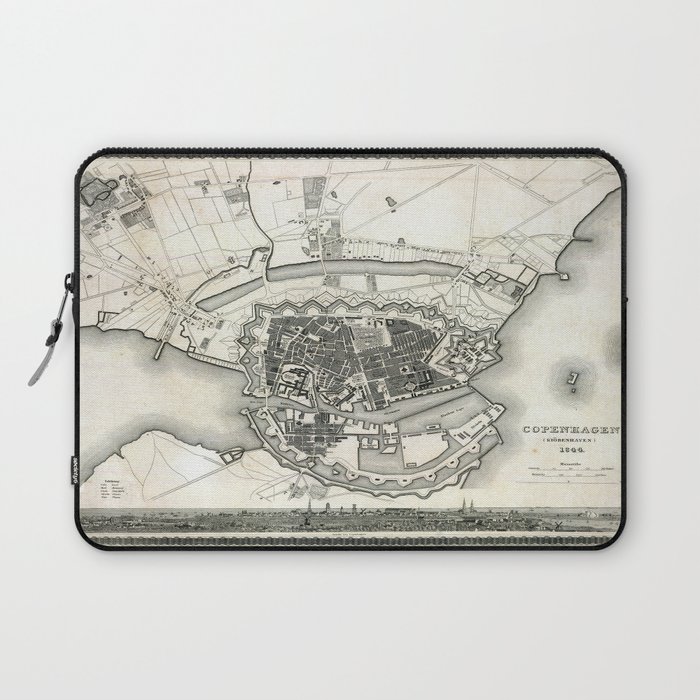 Plan of Copenhagen - 1844 Vintage pictorial map Laptop Sleeve