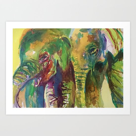Elephant Pals Art Print