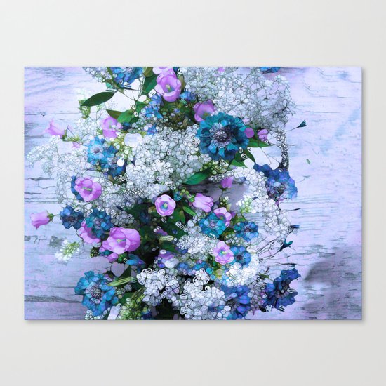 Flowers, Pink, Lilac, Teal Canvas Print