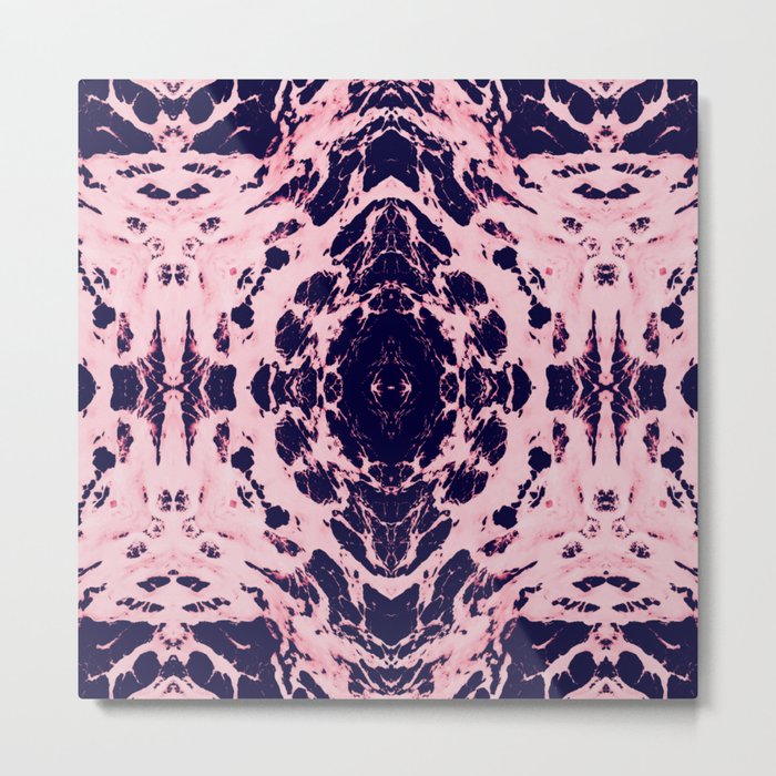 vaporwave seeing eye tie dye navy blue and pink print Metal Print