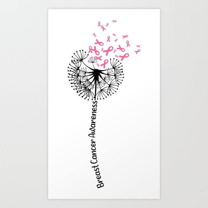 Breast Cancer Awareness Dandelion Art Print