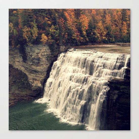 Waterfall in autumn Canvas Print