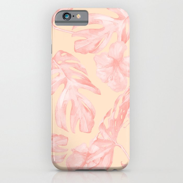 Tropical Dream Palm Leaves Pink and Coral Peach iPhone Case