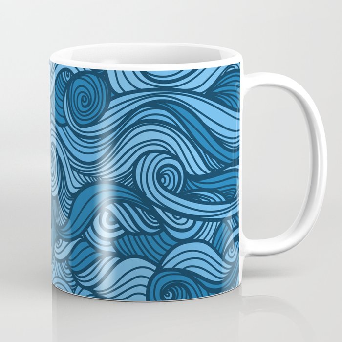 Ocean Wave Blue Sea Modern Art Pattern Coffee Mug