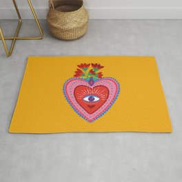 Mexican heart in yellow Rug