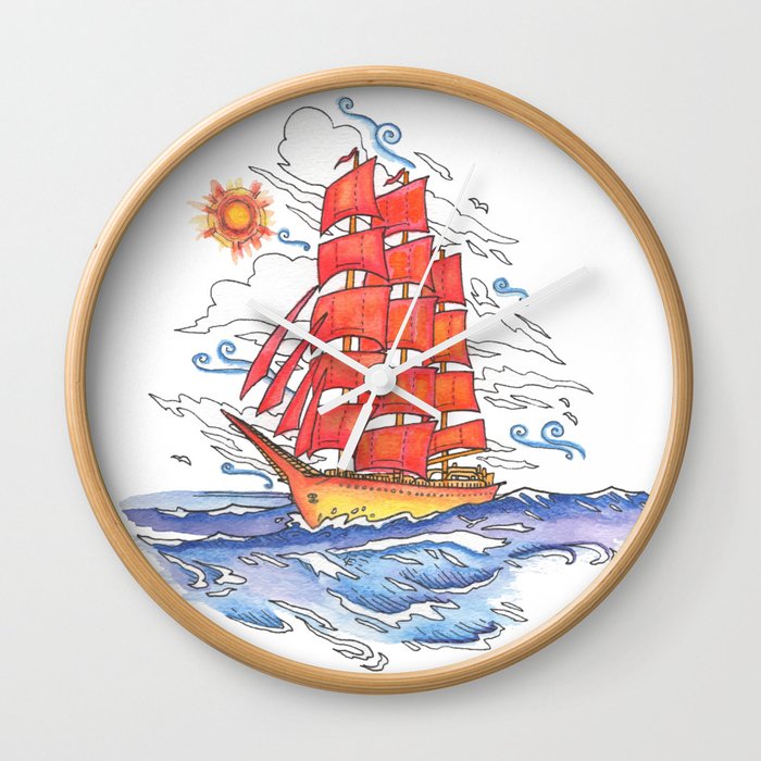 Ahoy Sailor - Blank Background Wall Clock by Frushersimaginarium
