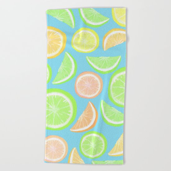 Mixed Citrus - blue Beach Towel