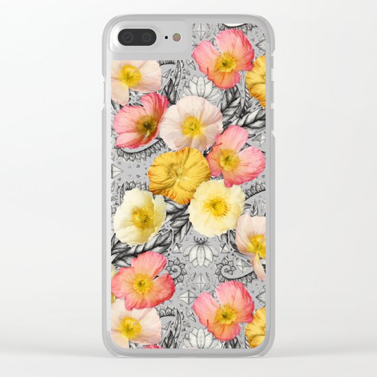 Collage of Poppies and Pattern Clear iPhone Case